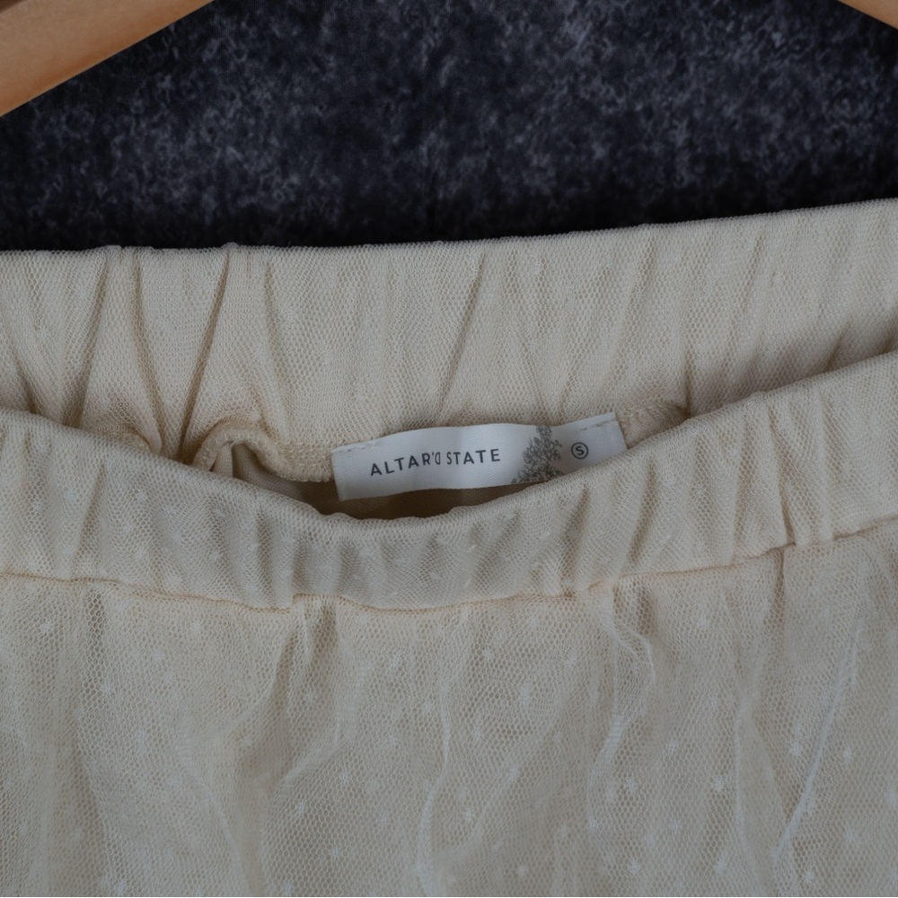 Altar'd State Cream Asymmetrical Tulle Skirt - Picture 3 of 6